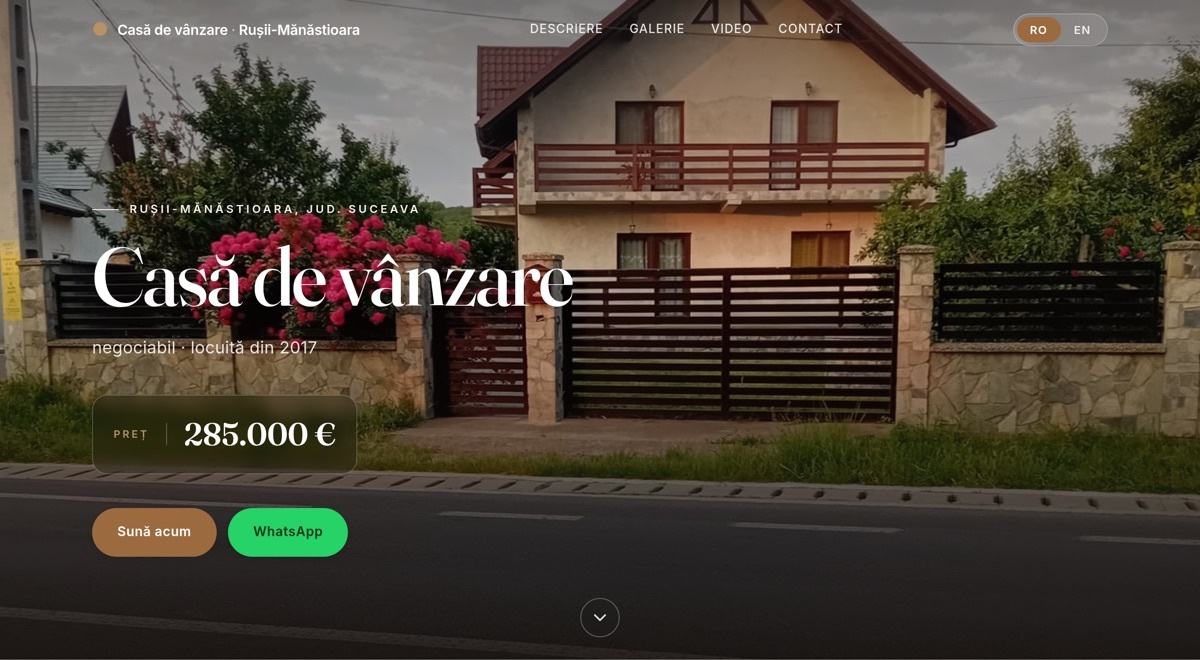 Screenshot of the Casa Rus website