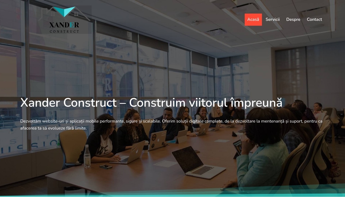 Screenshot of the Xander Construct website